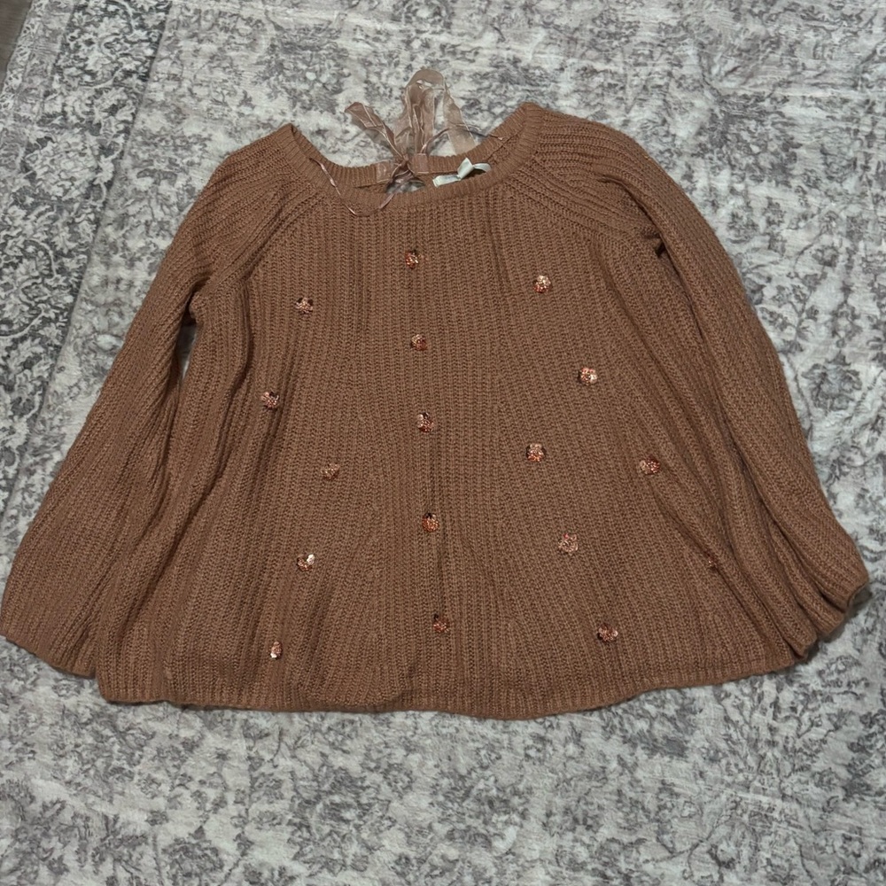 💘💕LC Lauren Conrad pink Knit Sweater with Ribbon Accents